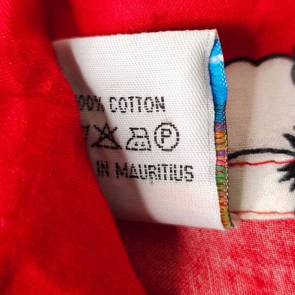 Vintage African Hawaiian Shirt Mens Size Large Red Y2K Ile Maurice All Over AOP - Picture 6 of 7